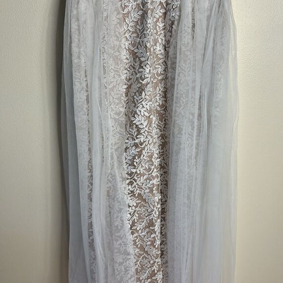 Aidan Mattox tulle-paneled guipure lace gown Prom Dress bride bridal size 6 - Picture 4 of 13